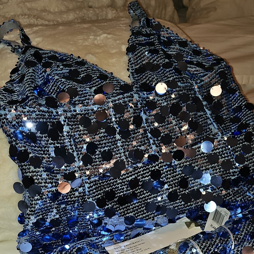 Bronx And BANCO ALLEGRA OCEAN BLue Sequin Sleeveless MAXI EVENING GOWN XL